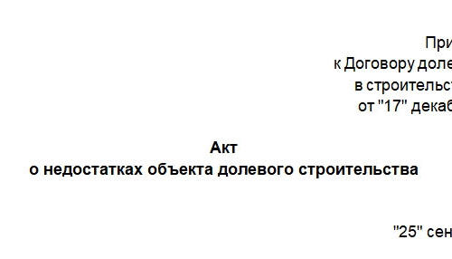 Акт о недостатках объекта долевого строительства. Бланк и образец 2025-2026 года